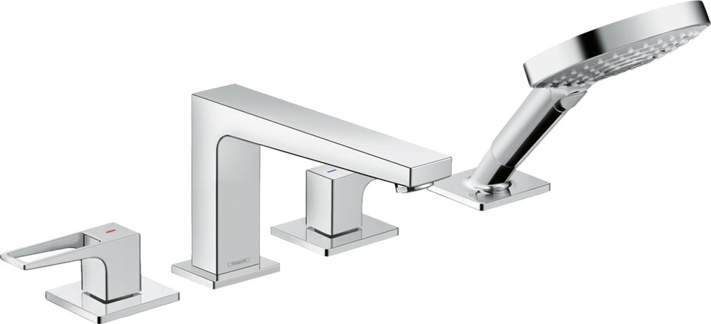 Hansgrohe Metropol 4-lyukú peremre szerelhető kádcsaptelep loop fogantyúval és Secuflex-vel 