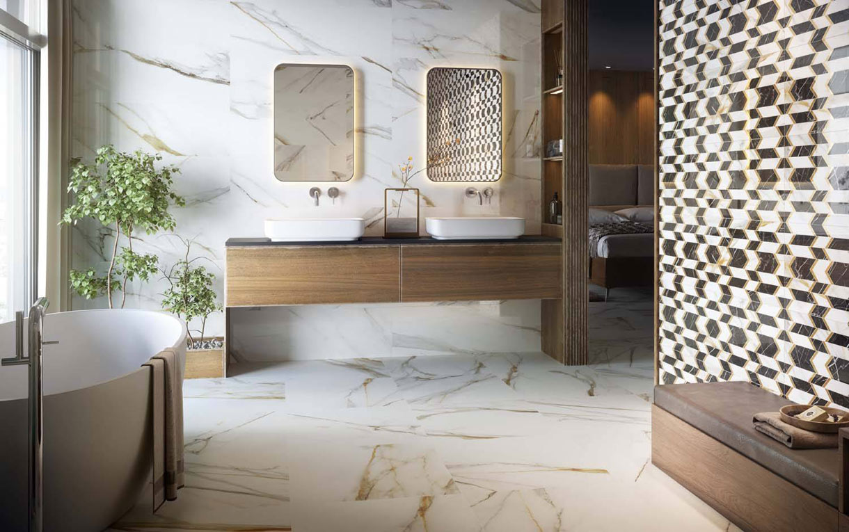Colorker Calacatta Gold Modern fürdőszoba 
