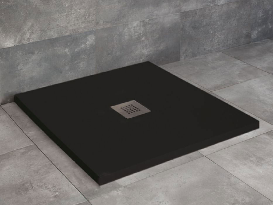 Radaway Kios C szögletes lapos fekete zuhanytálca 90x90