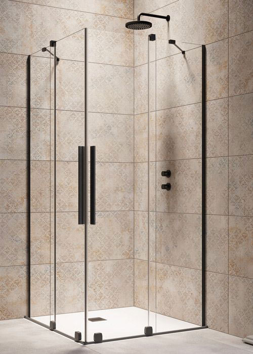 Radaway Furo Black KDD 110 J átlátszó fekete szögletes zuhanykabin