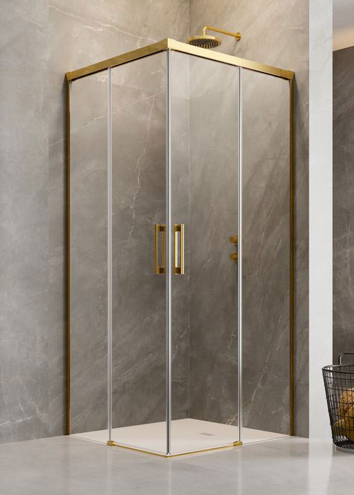 Radaway Idea Gold KDD 90 J átlátszó szögletes arany zuhanykabin