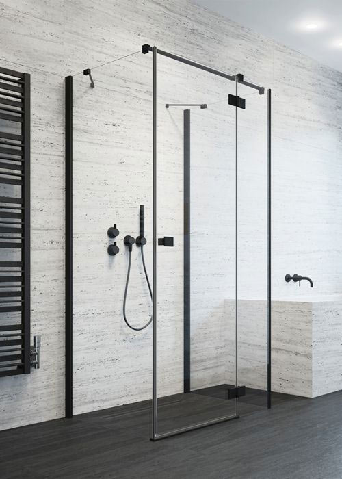 Radaway Essenza New Black KDJ+S 80 átlátszó szögletes fekete zuhanykabin