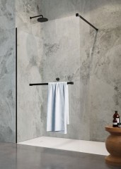 Radaway Modo New Black II 135 Walk-in zuhanyfal törölközőtartóval