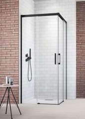 Radaway Idea Black KDD 80 B átlátszó szögletes fekete zuhanykabin
