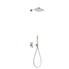 Tres Loft Colors falba süllyesztett  zuhany csaptelep szett, esőztetővel és kézizuhannyal, orange-chrome 20018002NA