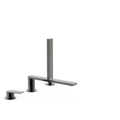 Tres Project-Tres peremre ültethető kádtöltő csaptelep, kézizuhannyal, (kifolyó 230 mm) metallic black   211161013KM