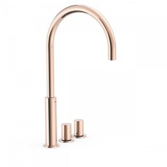 Tres Study Exclusive  peremre szerelhető,magasított,  3 üléses mosdó csaptelep, rose gold  06110502OP