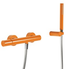 Tres Study Exclusive fali zuhany csaptelep, szatén tömlős kézizuhannyal, orange 26116701TNA