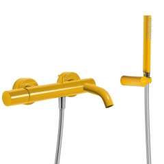 Tres Study Exclusive fali zuhany és kádtöltő csaptelep, szatén tömlős kézizuhannyal, amber  26117001TAM