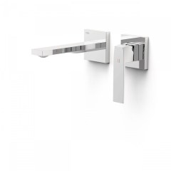 Tres Slim Exclusive falba süllyesztett, kétrészes, egykaros mosdó csaptelep, 180 mm-es kiömlővel, leeresztővel, króm  20230001