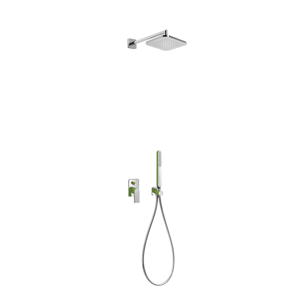 Tres Loft Colors falba süllyesztett  zuhany csaptelep szett, esőztetővel és kézizuhannyal, green-chrome 20018002VE