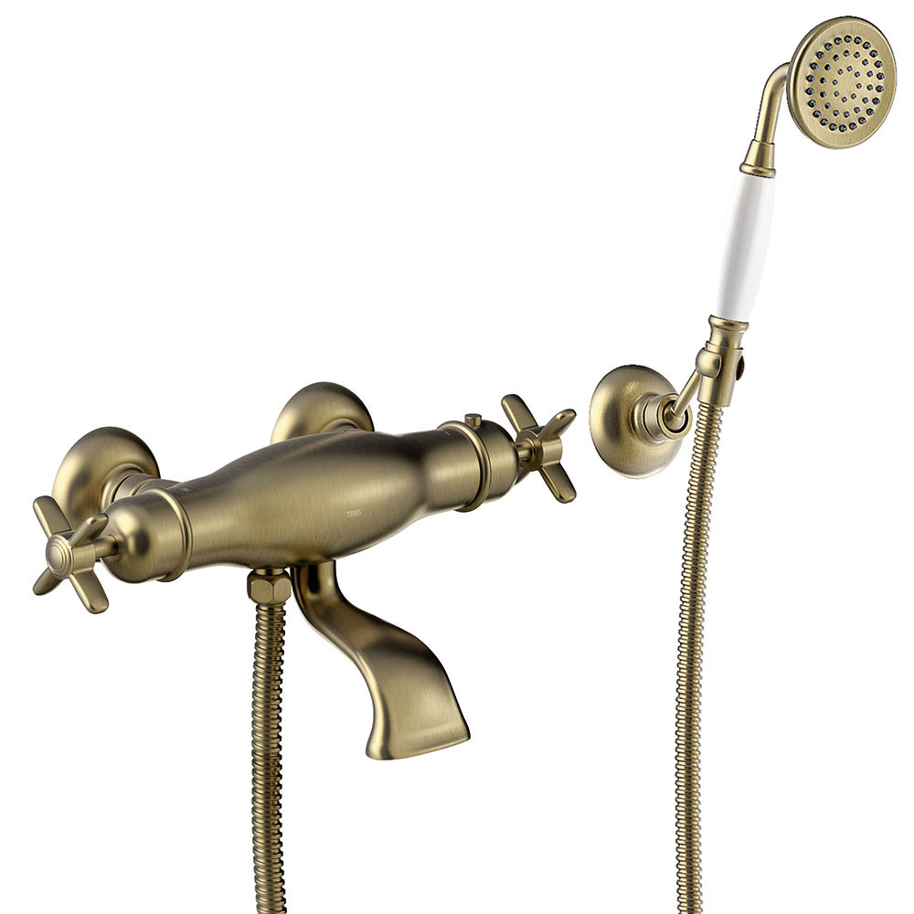 Tres Clasic fali termosztátos kád csaptelep, kézizuhannyal bronz 24217409LV