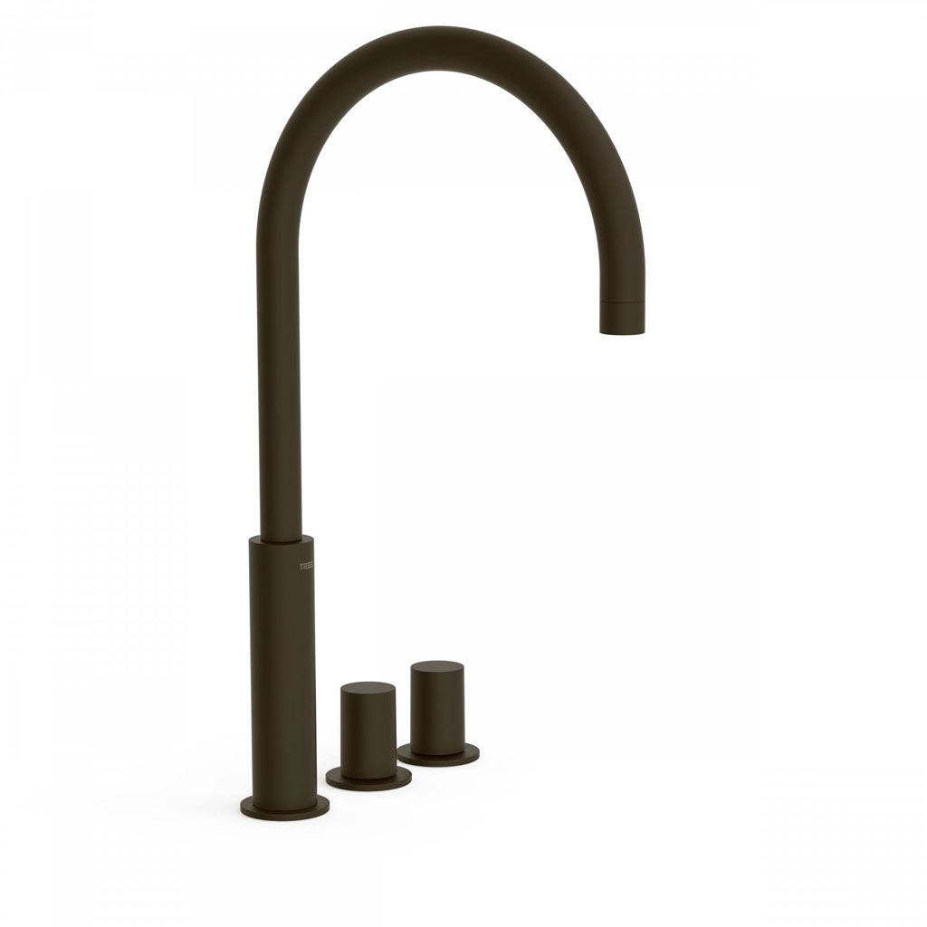 Tres Project-Tres peremre szerelhető, magasított, háromüléses mosdó csaptelep black bronze  06110502KMB