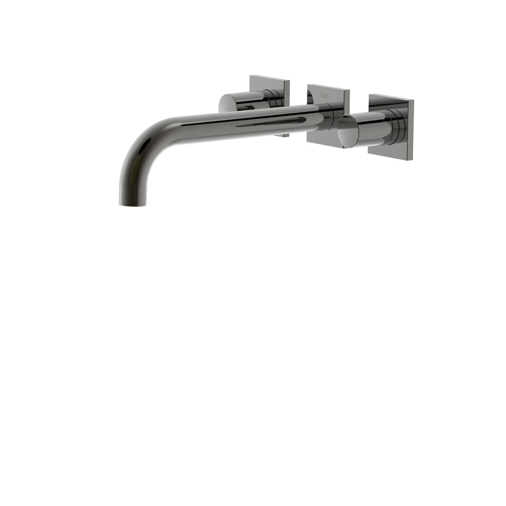 Tres Project-Tres fali, kétkaros mosdó csaptelep (kifolyó 240mm) metallic black 21115201KM