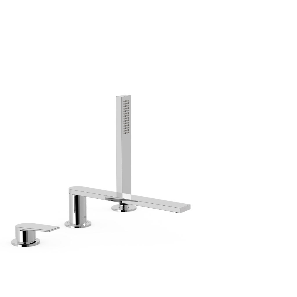 Tres Project-Tres peremre ültethető kádtöltő csaptelep, kézizuhannyal, (kifolyó 230 mm) króm  21116103