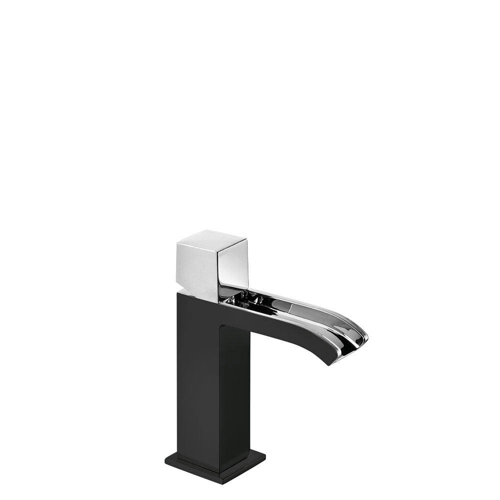 Tres Cuadro Exclusive egykaros mosdó csaptelep, cascade kifolyóval fekete-króm  00611002NE