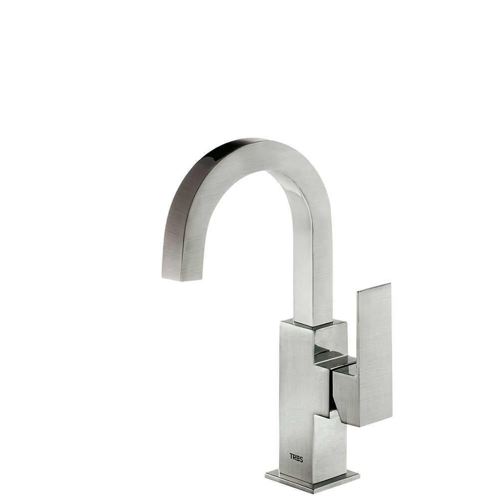Tres Cuadro Exclusive egykaros mosdó csaptelep, steel  00660502AC
